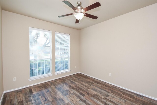 2803 Lakecrest Way Dr, Katy, TX 77493 - spare room featuring baseboards, dark wood-type flooring, and a ceiling fan