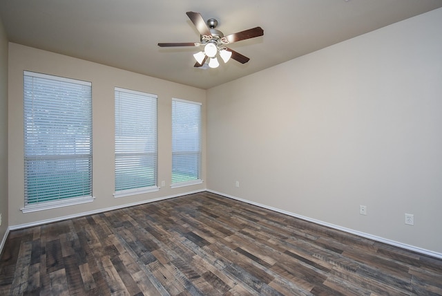 2803 Lakecrest Way Dr, Katy, TX 77493 - spare room with ceiling fan, dark wood-style flooring, and baseboards