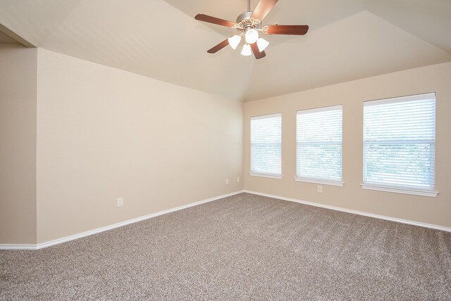 2803 Lakecrest Way Dr, Katy, TX 77493 - unfurnished room featuring lofted ceiling, carpet, baseboards, and a ceiling fan