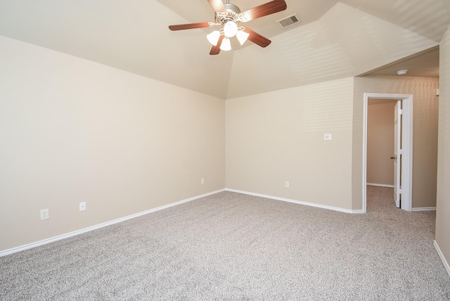 2803 Lakecrest Way Dr, Katy, TX 77493 - carpeted spare room featuring ceiling fan, vaulted ceiling, and baseboards