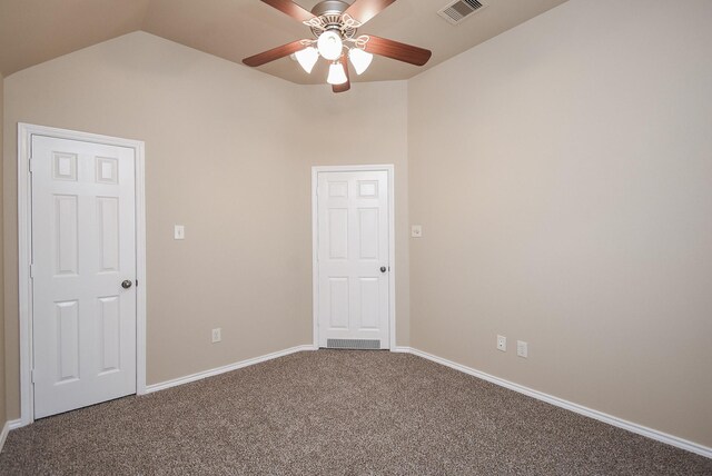 2803 Lakecrest Way Dr, Katy, TX 77493 - spare room featuring carpet flooring, lofted ceiling, ceiling fan, and baseboards