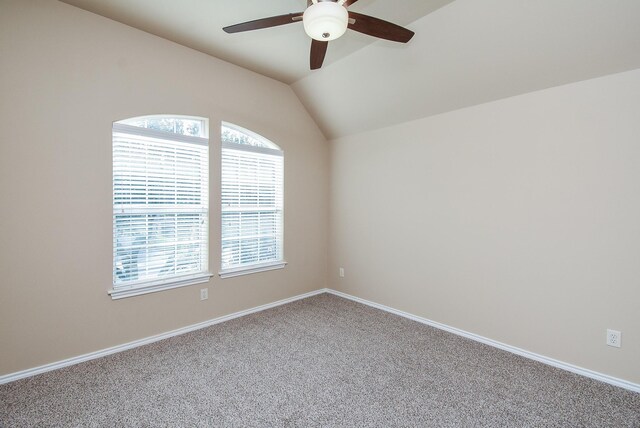 2803 Lakecrest Way Dr, Katy, TX 77493 - unfurnished room featuring ceiling fan, carpet flooring, baseboards, and lofted ceiling
