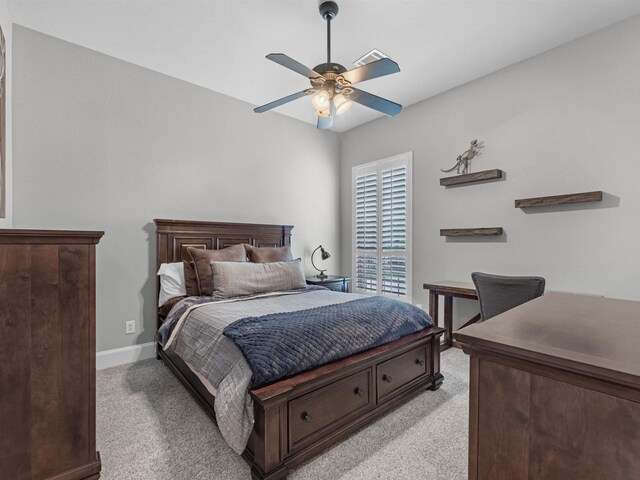 12118 Pinelands Park Ln, Humble, TX 77346 - bedroom featuring light carpet, a desk, and ceiling fan