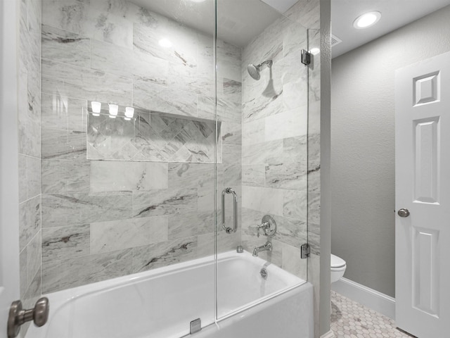12118 Pinelands Park Ln, Humble, TX 77346 - full bathroom featuring shower / bath combination with glass door and tile patterned floors
