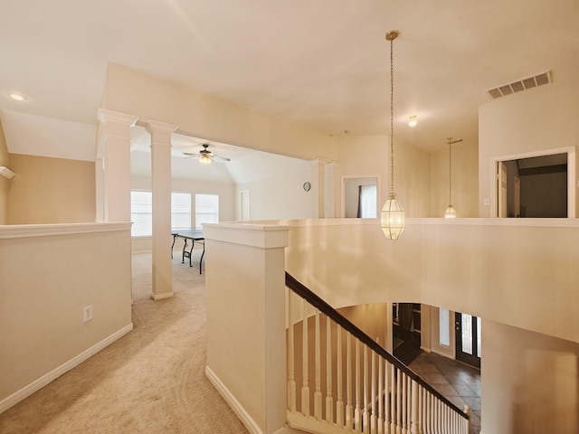 2631 Misty Grove Dr, Manvel, TX 77578 - hall with an upstairs landing, baseboards, and carpet floors