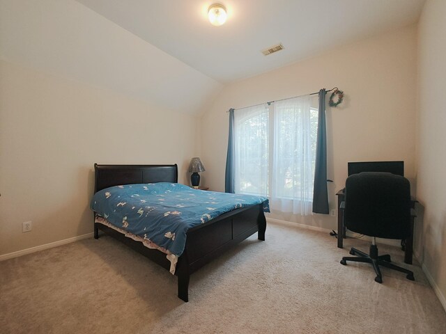 2631 Misty Grove Dr, Manvel, TX 77578 - carpeted bedroom with an office area, lofted ceiling, and baseboards
