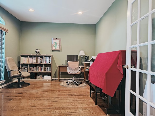 2631 Misty Grove Dr, Manvel, TX 77578 - home office with wood finished floors and recessed lighting