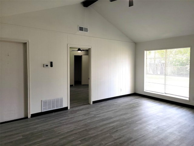 5814 Fontenelle Dr, Houston, TX 77035 - spare room featuring ceiling fan, dark wood finished floors, and baseboards