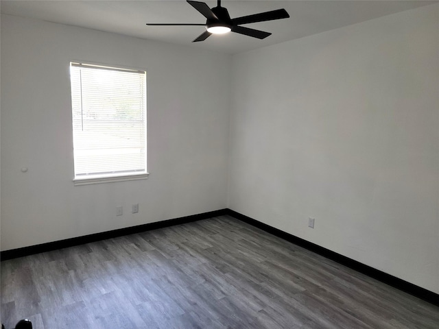 5814 Fontenelle Dr, Houston, TX 77035 - empty room featuring wood finished floors, a ceiling fan, and baseboards