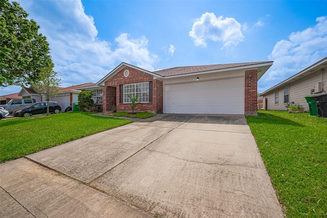 10918 Linden Gate Dr, Houston, TX 77075 - ranch-style house with brick siding, driveway, a front yard, and an attached garage
