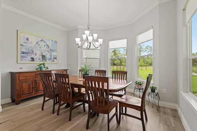 17772 W Terrace Oaks, Waller, TX 77484 - dining room with plenty of natural light, a chandelier, light wood-style flooring, and crown molding