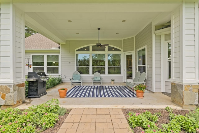 17772 W Terrace Oaks, Waller, TX 77484 - view of patio / terrace with a ceiling fan and grilling area