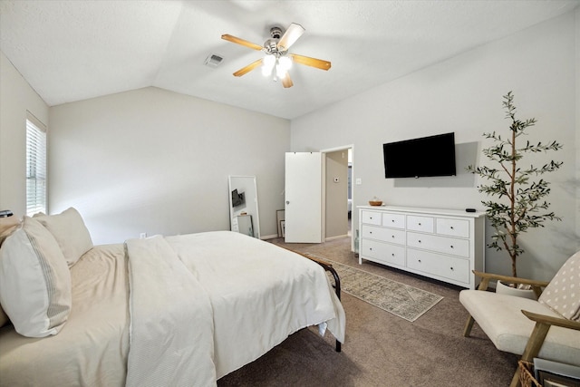 21326 Wildcroft Dr, Katy, TX 77449 - bedroom featuring vaulted ceiling, carpet, and a ceiling fan