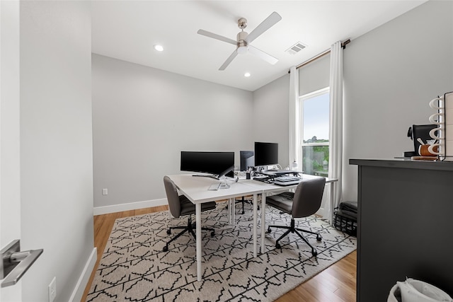 20107 Continental Dr Unit A, Lago Vista, TX 78645 - office space with a ceiling fan, wood finished floors, and recessed lighting