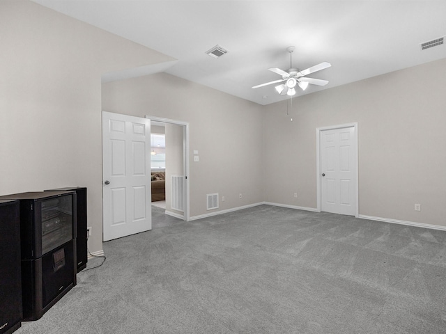 14402 Cottage Timbers Ln, Houston, TX 77044 - unfurnished room featuring a ceiling fan, carpet floors, baseboards, and vaulted ceiling