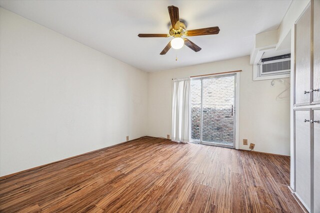 1849 Marshall St Unit 1, Houston, TX 77098 - empty room with wood finished floors, ceiling fan, and a wall mounted AC