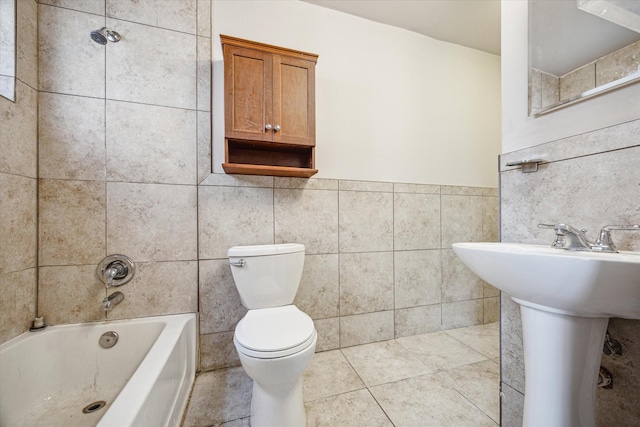 1849 Marshall St Unit 1, Houston, TX 77098 - full bath with tile walls, toilet, and tile patterned flooring