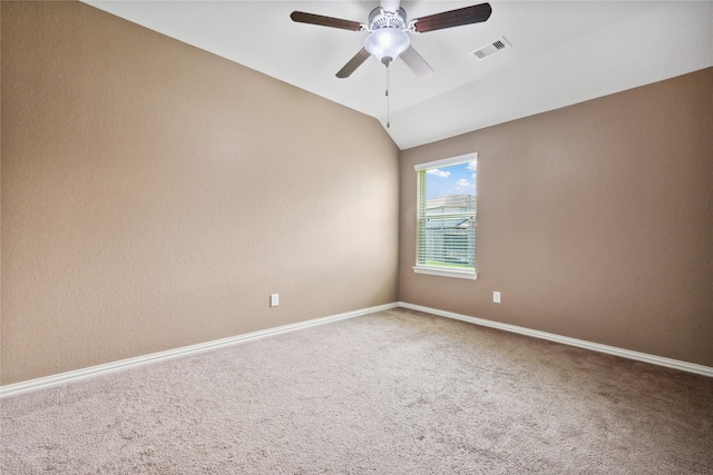 18934 Sorrento Point Dr, New Caney, TX 77357 - carpeted spare room featuring a ceiling fan, baseboards, and vaulted ceiling