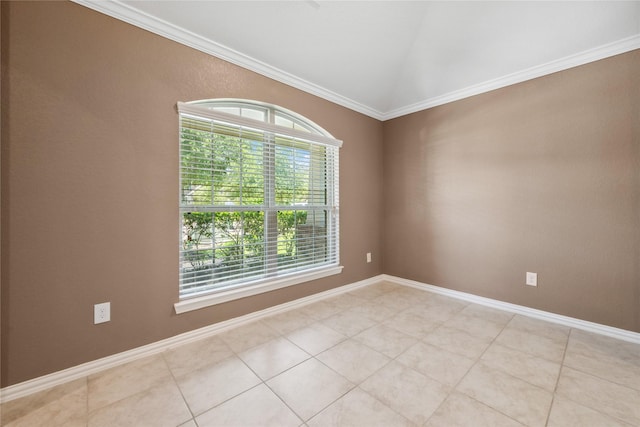 18934 Sorrento Point Dr, New Caney, TX 77357 - unfurnished room featuring baseboards, light tile patterned floors, and lofted ceiling