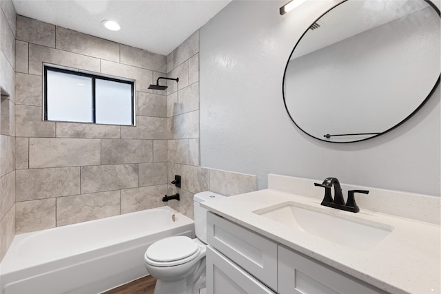 2314 Peaceful Valley Dr, Spring, TX 77373 - full bath featuring vanity, toilet,  shower combination, and wood finished floors
