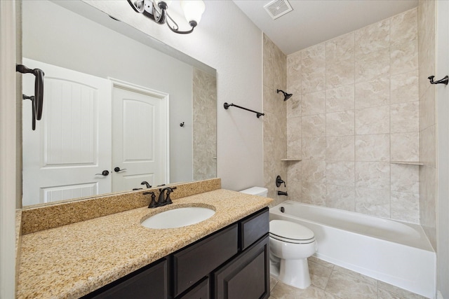 10306 Grape Creek Grove Ln, Cypress, TX 77433 - full bath with toilet, vanity, bathtub / shower combination, and tile patterned floors