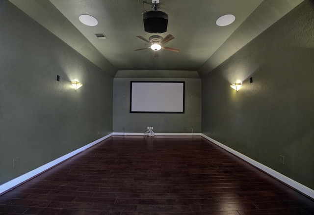 10306 Grape Creek Grove Ln, Cypress, TX 77433 - cinema room with ceiling fan, wood finished floors, and baseboards