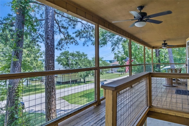 311 Harbor Dr, Onalaska, TX 77360 - wooden terrace featuring ceiling fan