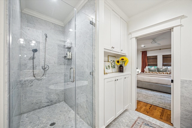 1336 Tulane St, Houston, TX 77008 - ensuite bathroom with ornamental molding and a shower stall