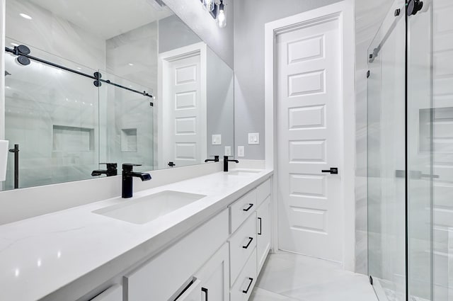 90 Burres St Unit B, Houston, TX 77022 - bathroom with double vanity and a shower stall