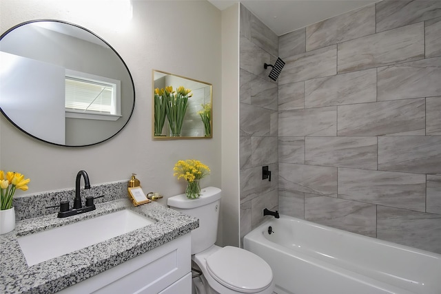 5906 Melanite Ave, Houston, TX 77053 - bathroom featuring toilet, vanity, and shower / tub combination