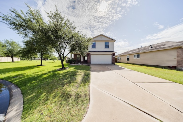 8106 Sweetstone Bluff Ln, Cypress, TX 77433 - traditional-style home with an attached garage, brick siding, driveway, and a front yard