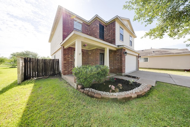 8106 Sweetstone Bluff Ln, Cypress, TX 77433 - view of side of property featuring brick siding, driveway, covered porch, and an attached garage