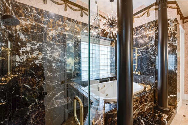5302 Val Verde St, Houston, TX 77056 - bathroom with a marble finish shower and a whirlpool tub