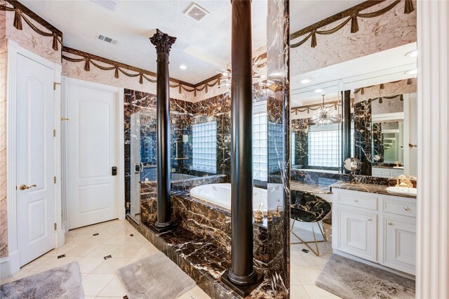 5302 Val Verde St, Houston, TX 77056 - bathroom featuring vanity, tile patterned flooring, and a bath