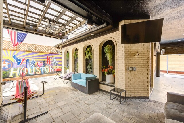 5302 Val Verde St, Houston, TX 77056 - view of patio with a pergola and a ceiling fan