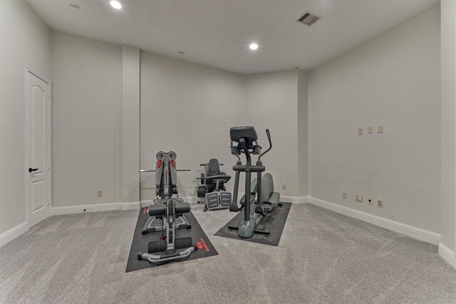 21603 Fairhaven Creek Dr, Cypress, TX 77433 - exercise room featuring recessed lighting, carpet flooring, and baseboards