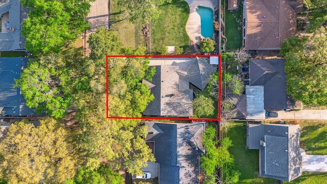 4411 Colchester St, Houston, TX 77018 - aerial view of property's location with a pool area and property boundaries highlighted