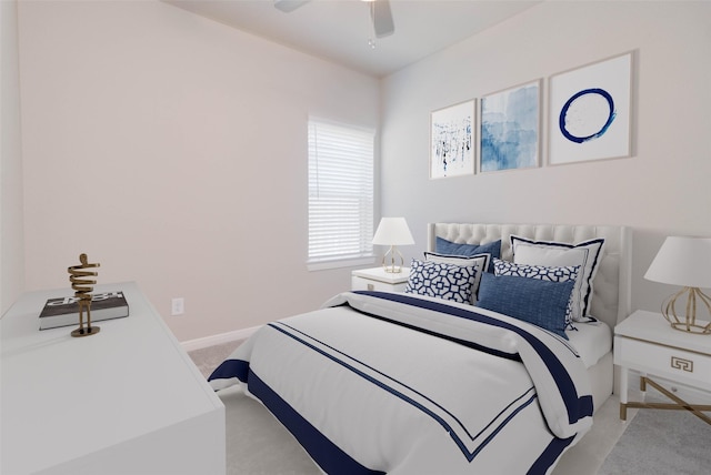 7334 Lake Arrowhead Ln, Porter, TX 77365 - carpeted bedroom with baseboards and ceiling fan