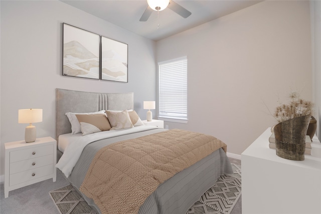 7334 Lake Arrowhead Ln, Porter, TX 77365 - bedroom featuring light colored carpet, ceiling fan, and baseboards