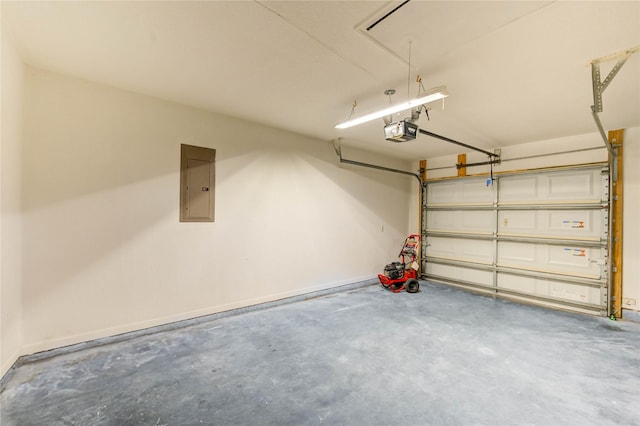 2525 29th Ave N, Texas City, TX 77590 - garage featuring electric panel, a garage door opener, and baseboards