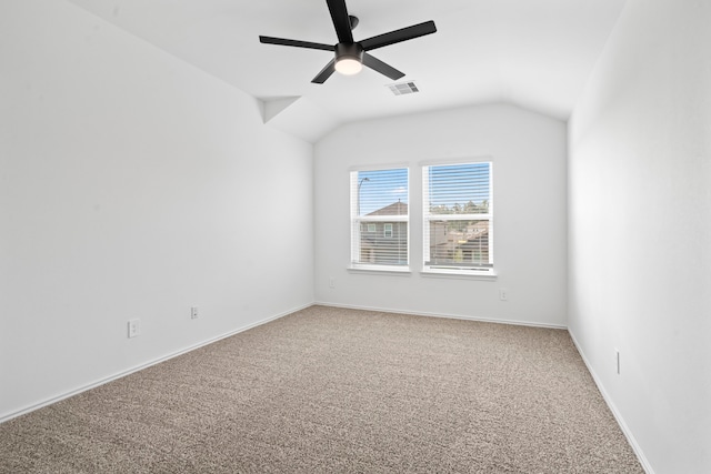 5115 Belmont Hill Ct, Spring, TX 77373 - bonus room featuring light colored carpet, ceiling fan, lofted ceiling, and baseboards