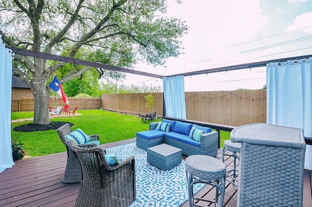 4511 Wickby St, Fulshear, TX 77441 - deck with an outdoor hangout area and a fenced backyard