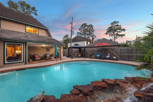 5718 Glenmere Ln, Spring, TX 77379 - view of pool featuring a gazebo, a patio area, and a fenced backyard