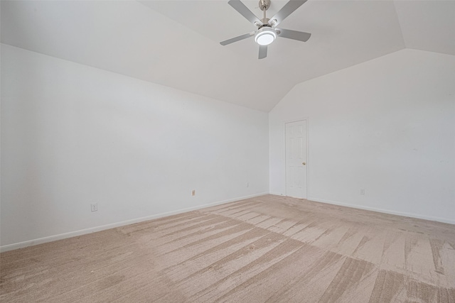 5722 Henniker Dr, Houston, TX 77041 - unfurnished room with ceiling fan, vaulted ceiling, light carpet, and baseboards