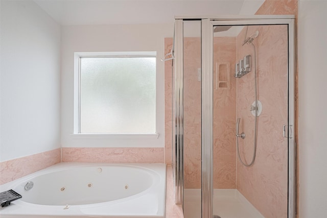 5722 Henniker Dr, Houston, TX 77041 - bathroom featuring a shower stall and a whirlpool tub