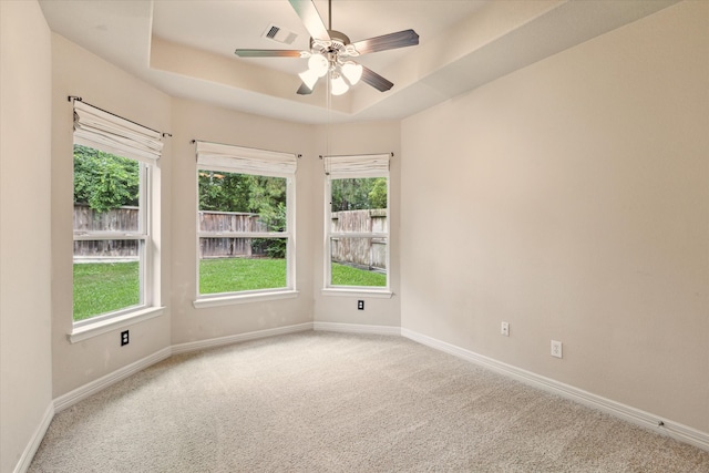 28314 Shining Creek Ln, Spring, TX 77386 - empty room featuring a tray ceiling, healthy amount of natural light, carpet flooring, and baseboards