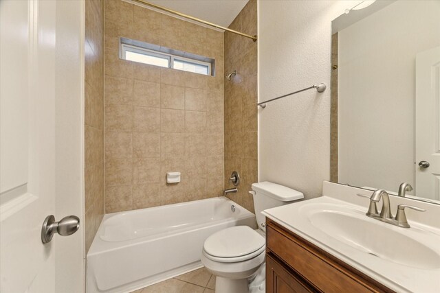 28314 Shining Creek Ln, Spring, TX 77386 - full bathroom with vanity, toilet, tub / shower combination, and tile patterned floors