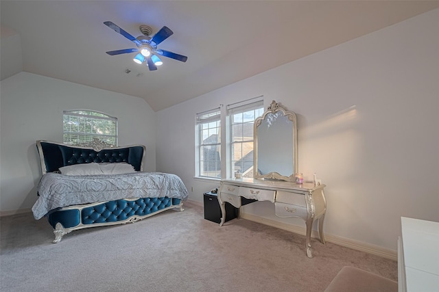 7207 Alder Springs Ct, Katy, TX 77494 - bedroom featuring lofted ceiling, light colored carpet, ceiling fan, and baseboards