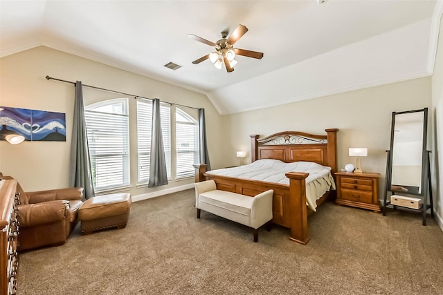 1513 Nagle St, Houston, TX 77003 - bedroom featuring lofted ceiling, carpet flooring, and a ceiling fan