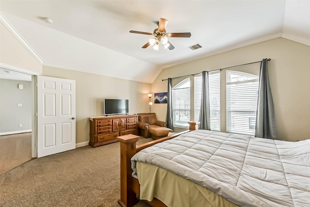 1513 Nagle St, Houston, TX 77003 - bedroom featuring vaulted ceiling, carpet floors, and ceiling fan